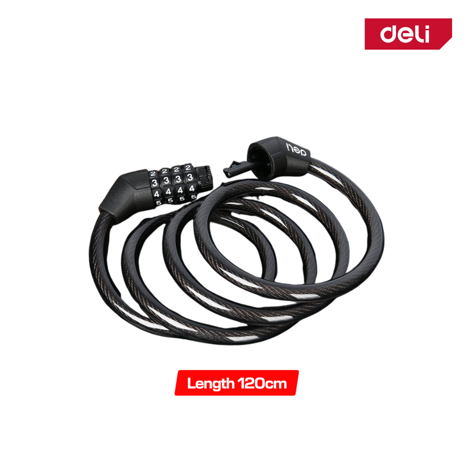 Deli Bicycle Lock 4 Digit Combination Cable Lock Waterproof for Bike & Scooter