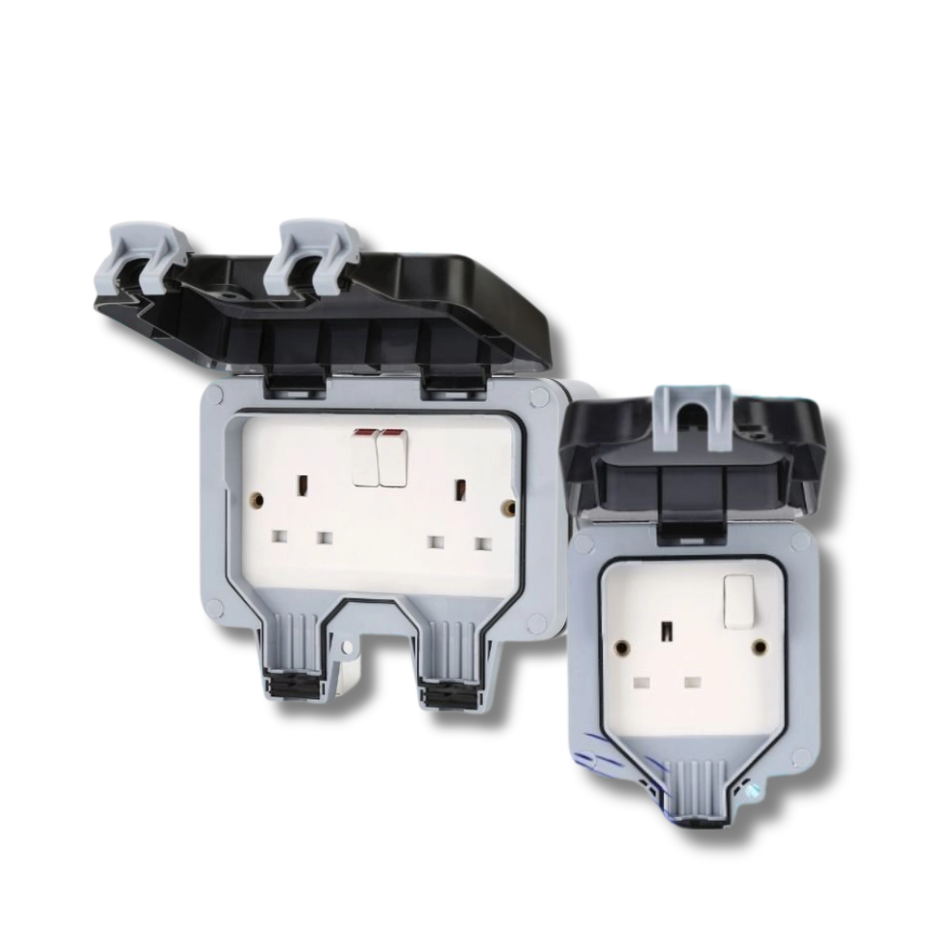 JET IP66 Waterproof 13A Bakelite Switch Socket 1 & 2 Gang Outdoor