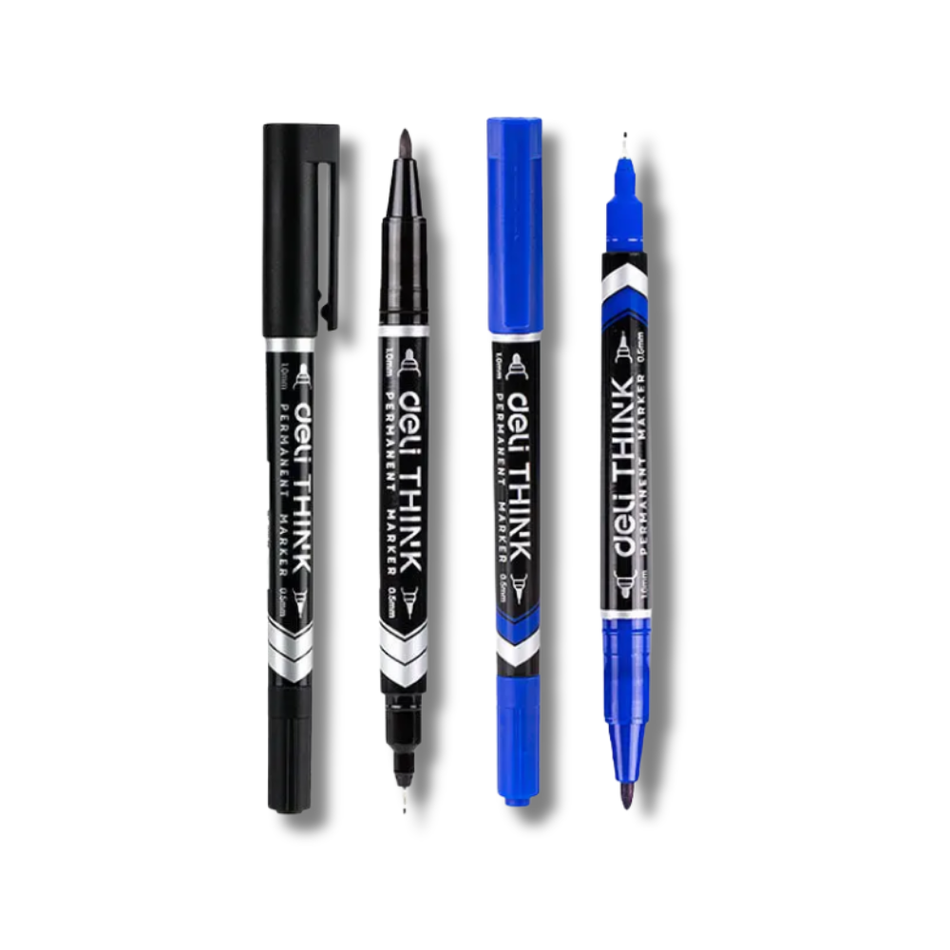 Deli Permanent Marker Double Tip 0.5mm 1.0mm