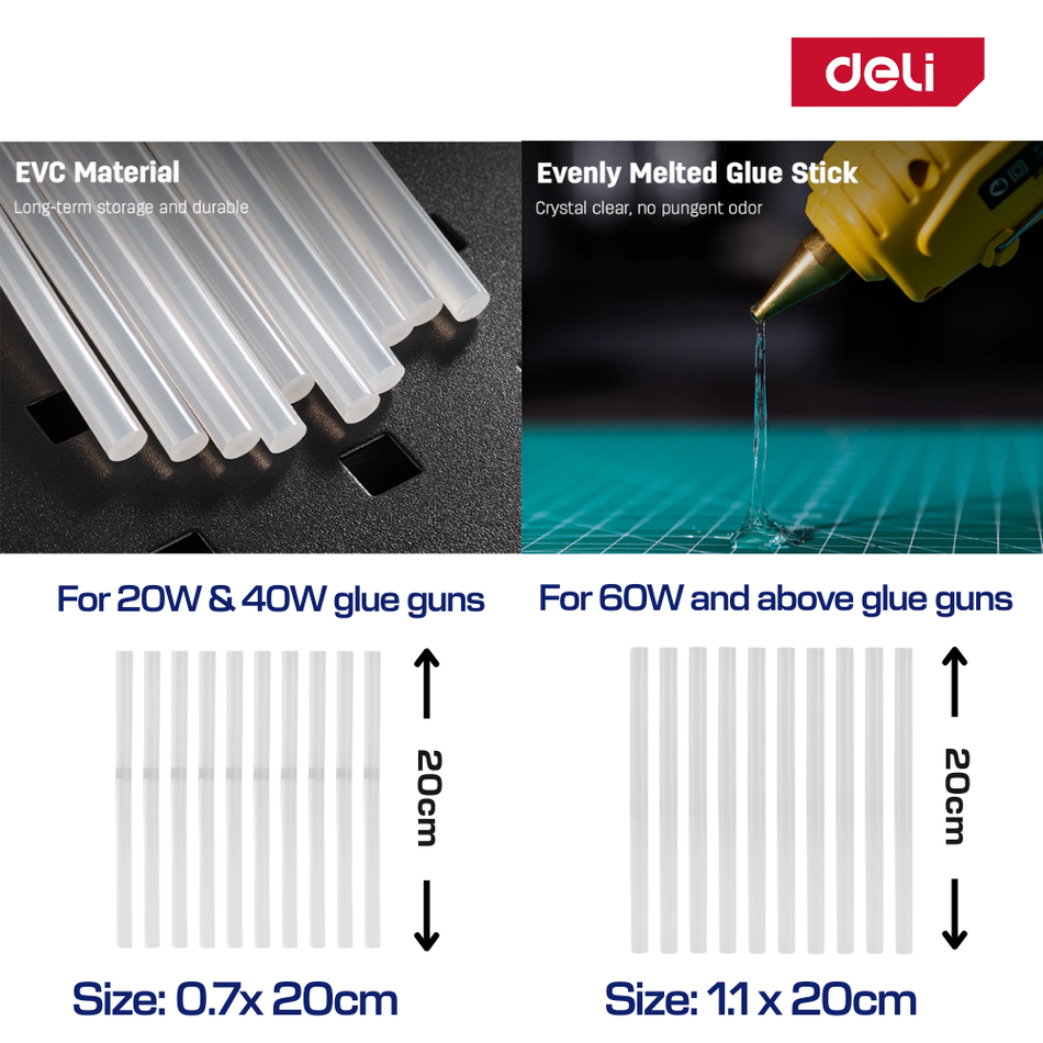 Deli 10 Pcs Glue Stick Set 7x200mm / 11x200mm