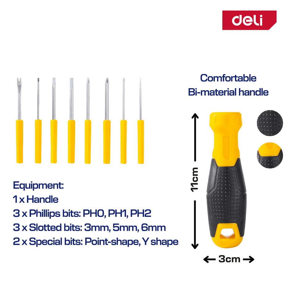 Deli 9pcs Screwdriver Set