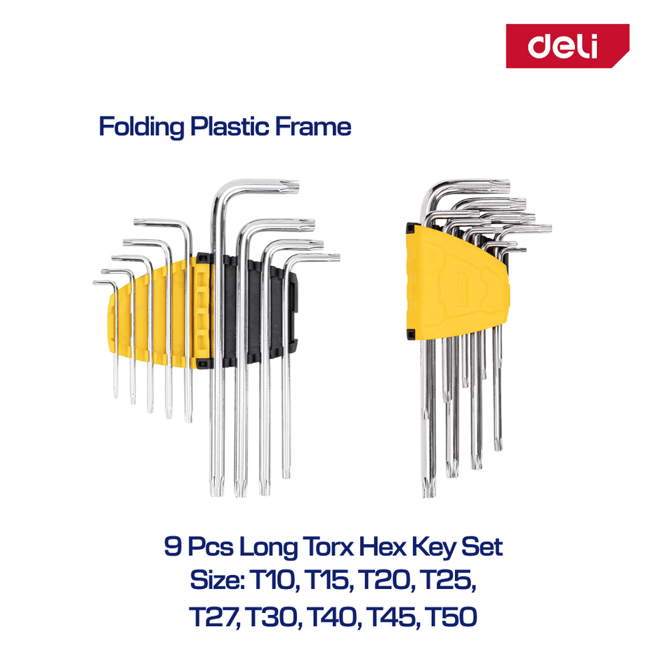 Deli 9 Pcs Long Torx Hex Key Set