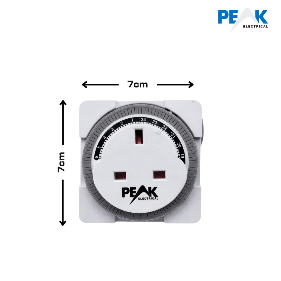 PEAK Plug In Timer 13A Mechanical Socket Timer Surge Protection 24 Hours