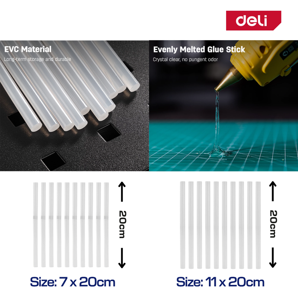 Deli 10 Pcs Glue Stick Set 7x200mm / 11x200mm