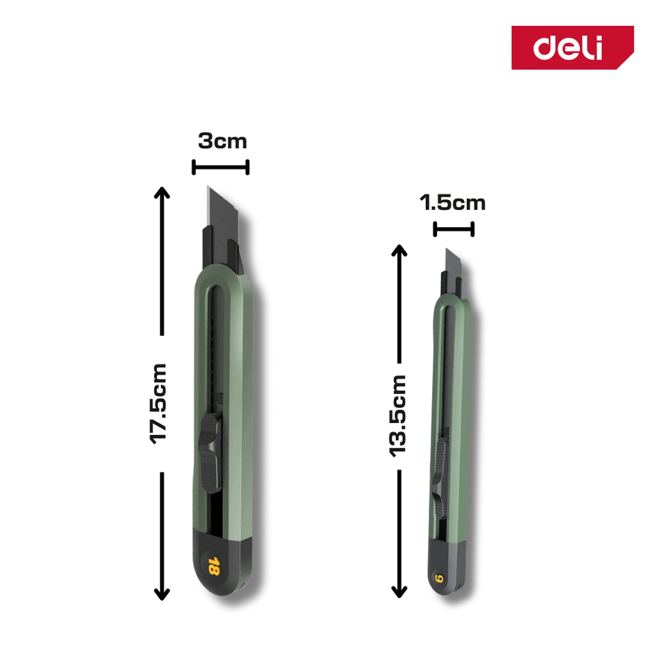 Deli Cutter Knife 9mm / T-Shaped 18mm SK2 Utility Knife for Office & Workshop