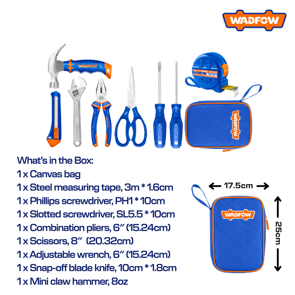 Wadfow 8pcs Hand Tools Set