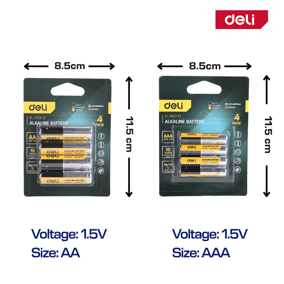Deli Alkaline Battery AA / AAA 4PCS Set