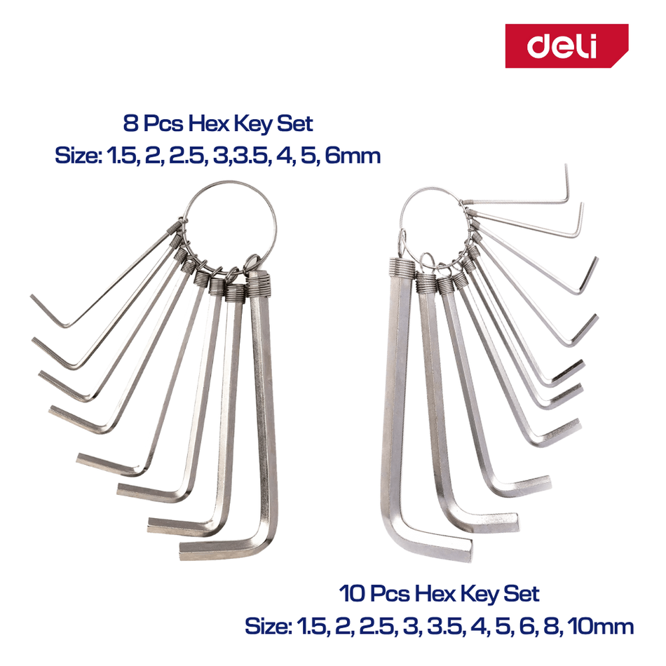 Deli 8 Pcs / 10 Pcs Hex Key Set