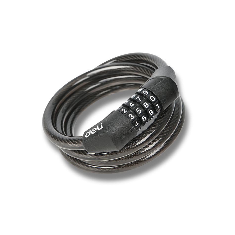 Deli Bicycle Lock 4 Digit Combination Cable Lock Waterproof for Bike & Scooter