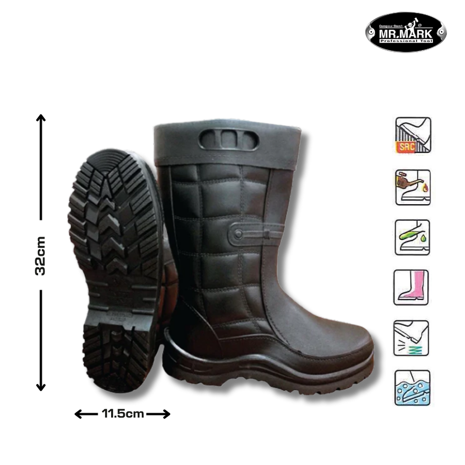 Mr Mark High-Cut PVC Safety Rain Shoes (Black)