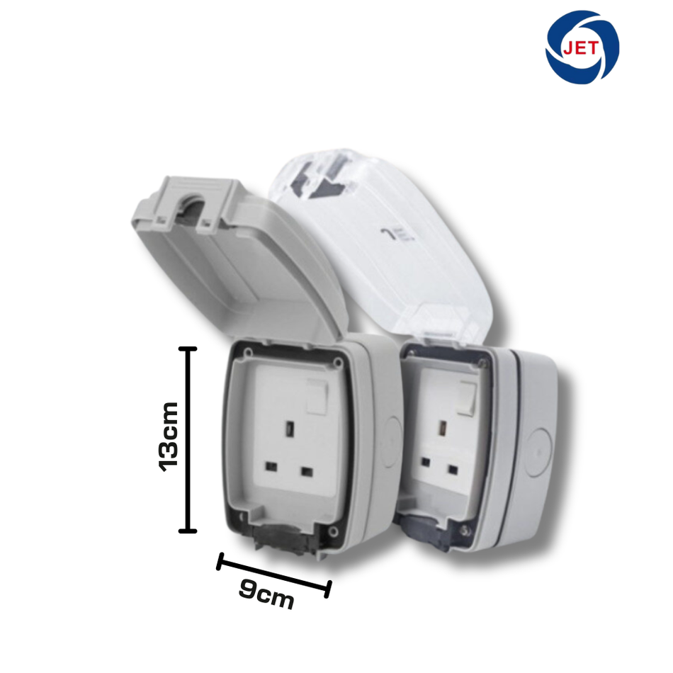 JET Weatherproof Switched Socket 13A IP66 Outdoor Power Outlet for Garden & Workshop